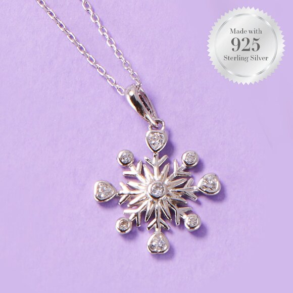 925 Sterling Silver Snowflake Necklace - Charmed Aroma Winter / Christmas - Picture 1 of 4